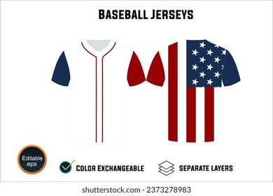 baseball jersey latest custom design templates mockup and t-shirt sketch with blank white background editable vector eps png unique artwork number text on both front and back views design your own 