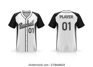 Baseball Jersey T-Shirt Mockup isolated on white background. Vector illustration