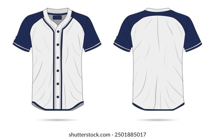 Vista frontal y trasera de la maqueta del uniforme de jersey de béisbol. Ilustración vectorial