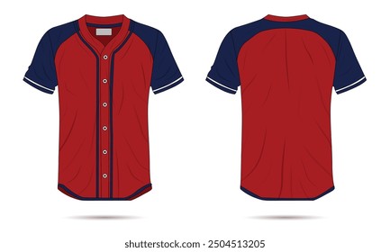 Vista frontal y trasera de la maqueta del uniforme de jersey de béisbol. Ilustración vectorial