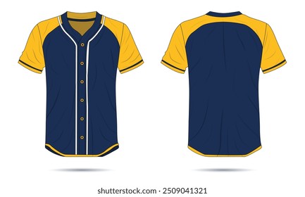 Vista frontal y trasera del uniforme de Plantilla de jersey de béisbol. Ilustración vectorial