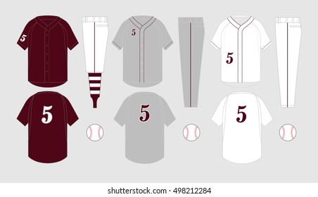 Jersey Shortsleeve Shirt (baseball Uniform Shirt) Template Vector