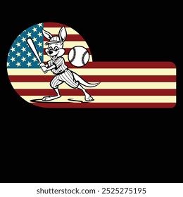 Baseball Kangaroo American Flag Camiseta divertida