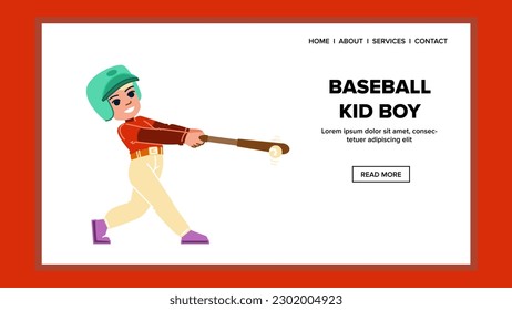 vector de niños de béisbol. juventud infantil, jugador de equipo, liga de juegos, joven deportivo, deporte divertido niño de béisbol chico web lisa ilustración de dibujos animados