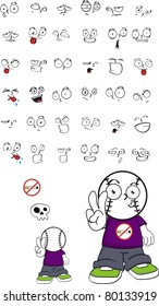 baseball kid cartoon set in vector format