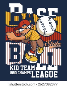 Baseball Kid Team Champ League Cartoon Design