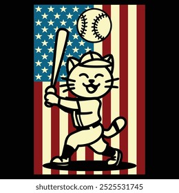 Baseball Kitten USA Flag Camiseta de regalo patriótico