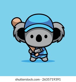 Baseball Koala Cute Mascot Character Logo