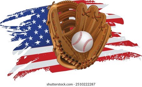 Baseball label. American Flag. USA flag baseball sticker.