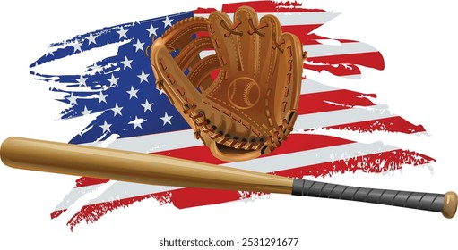 Baseball label. American Flag. USA flag baseball sticker.