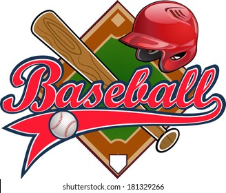 Baseball label. Baseball helmet Ball Bat field