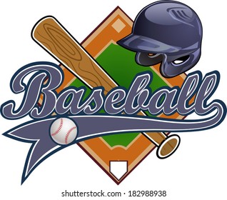 Baseball label. Helmet Black