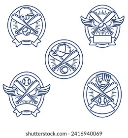 Baseball label and icon set. Collection icons baseball. Vector