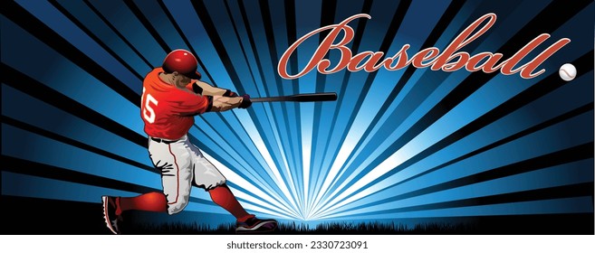 Baseball label. Baseball player playing baseball.