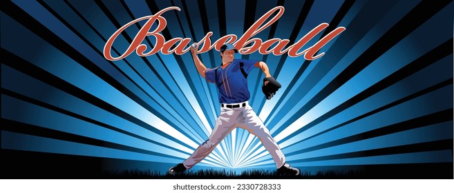 Baseball label. Baseball player playing baseball.