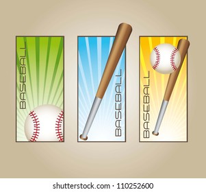 baseball labels with balls and bats. vector illustration