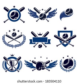 Baseball labels and icons set. Vector 