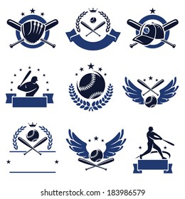 Baseball labels and icons set. Vector 