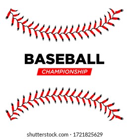 Baseball lace ball illustration isolated symbol. Championship baseball background sport design concept. Vector illustration eps 10
