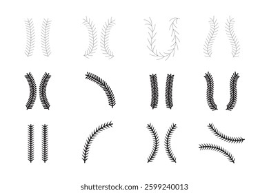 Baseball lace ball illustration isolated symbol set. Vector baseball background sport design.