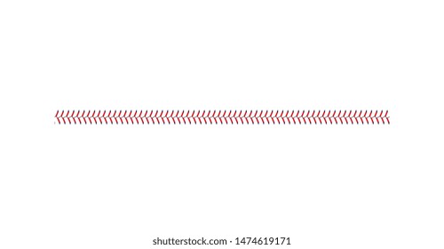 Baseball lace or the sport game ball's line of red stitches the vector illustration isolated on white background. Element for baseball league season promotional projects.