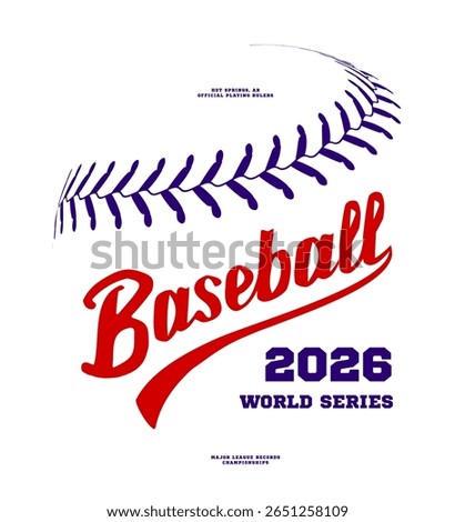 Baseball lace stitch background. Vector illustration, hand lettering design