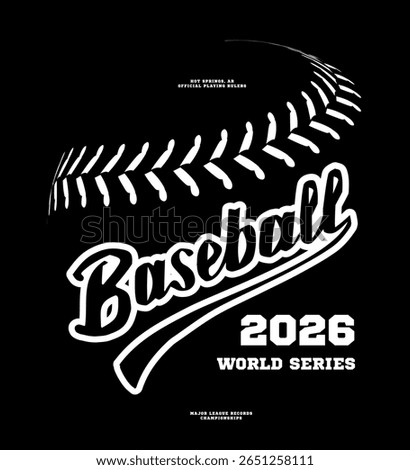 Baseball lace stitch background. Vector illustration, hand lettering design