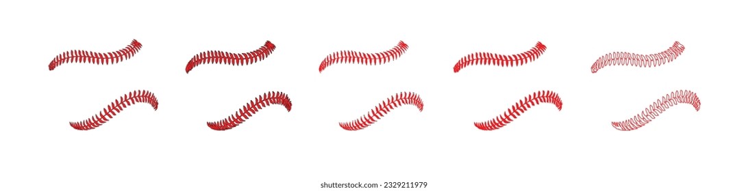 Baseball laces set. Lace from a baseball on a white background. Vector illustration.
