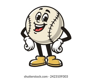 Baseball laugh cartoon mascot illustration character vector clip art hand drawn