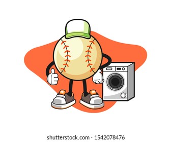 Baseball laundry man cartoon. Mascot Character vector.