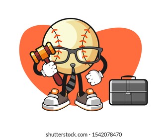 Baseball lawyer cartoon. Mascot Character vector.
