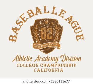 Academia Atlética de la Liga de Béisbol. Eslogan Diseño de camisetas editables gráficos de impresión de ilustraciones vectoriales para hombres y mujeres