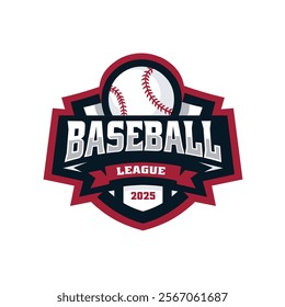 Baseball League Badge Logo Vector Isolated in White Background. Best for Softball and Baseball Related Industry