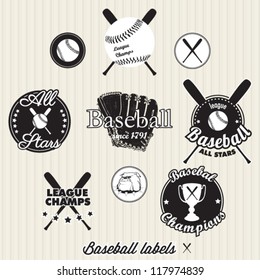 Baseball League Champs Labels and Icons