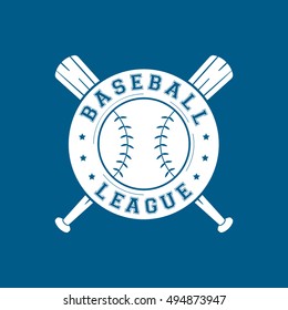 Baseball League Emblem Flat Icon On Blue Background