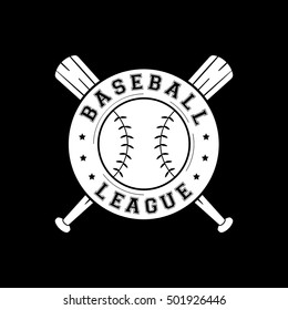 Baseball League Emblem Flat Icon On Black Background