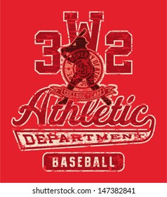 Baseball league graphic - Vector artwork for sportswear in custom colors - grunge effect in separate layer