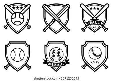 Baseball league line art creative concept