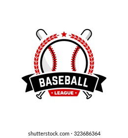Baseball league logo with ball. Vector Design Template.