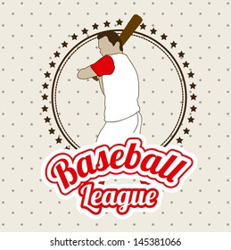 baseball league over dotted background vector illustration