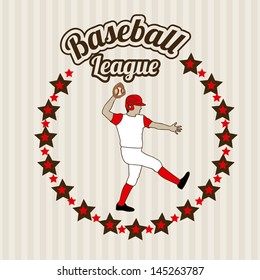 Baseball League Over Lineal Background Vector Illustration