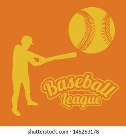 baseball league over orange background vector illustration