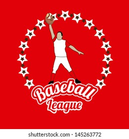 baseball league over red background vector illustration