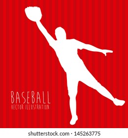 baseball league over red background vector illustration