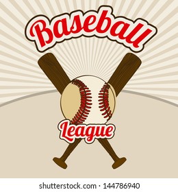 baseball league over vintage background vector illustration