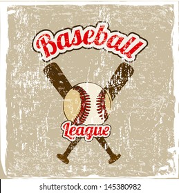 baseball league over vintage background vector illustration