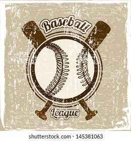 baseball league over vintage background vector illustration