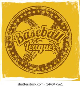 baseball league over yellow background vector illustration