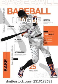 baseball league poster flyer design template