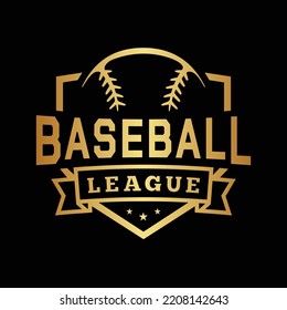 Baseball league shield emblem. Graphic design for t-shirt. Vector and illustration.